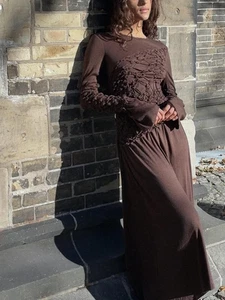 ZARA NEU MIT ETIKETT 2025. BRAUNES GERAFFTES MIDIKLEID. 4813/855/700 - Bild 1 von 8