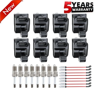8 Ignition Coil + Iridium Spark Plug+Wire For 2007-2013 GMC Sierra 1500 5.3L - Image 1 of 4