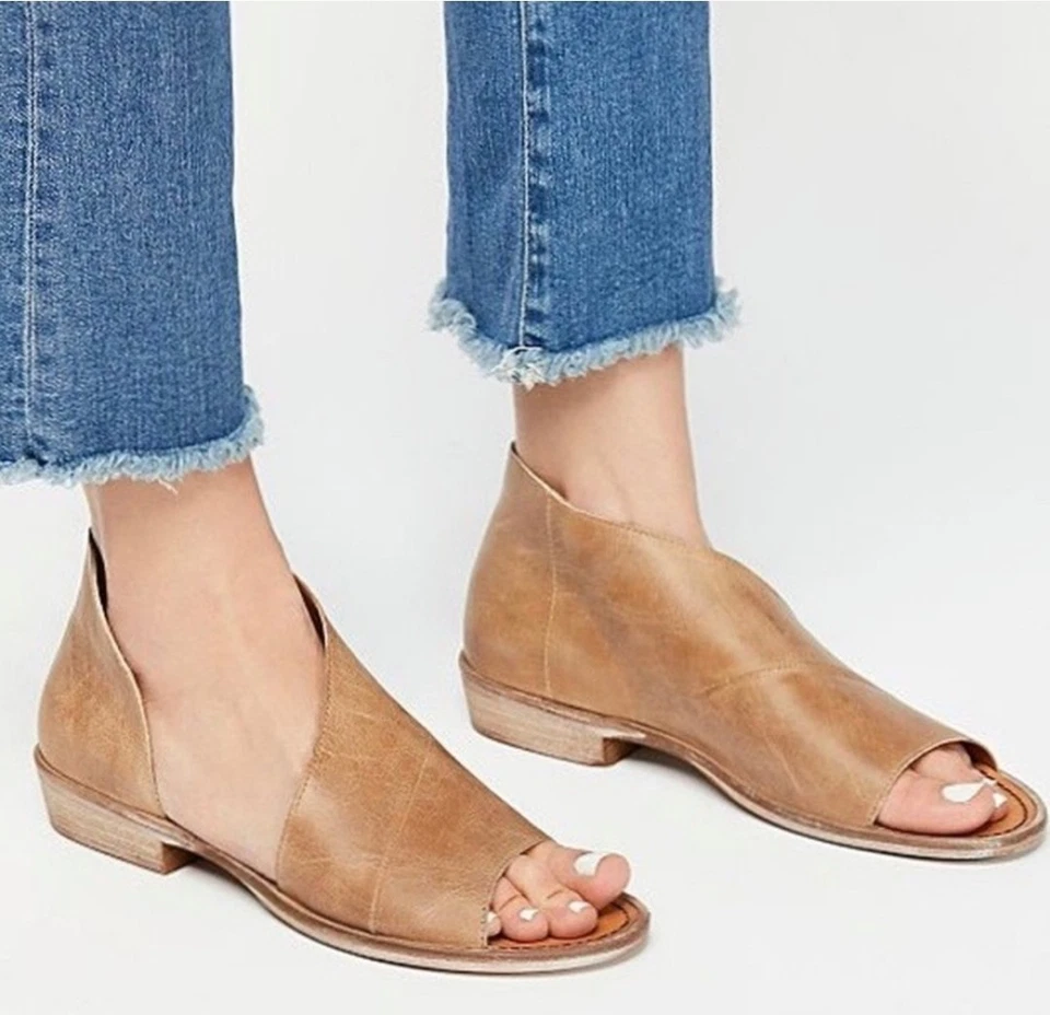 Free People Mont Blanc Sandals Tan Brown Leather d’Orsay Flats Size EU 40 US 9.5 - Изображение 1 из 4
