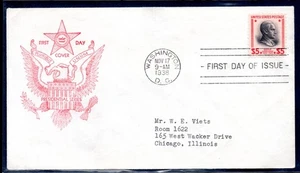 US 1938 SCOTT #834 $5.00 CALVIN COOLIDGE ON FIRST DAY COVER WITH CACHET - Picture 1 of 2