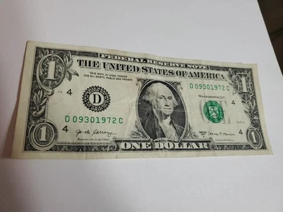 $1 Birthday Federal Reserve Note September 30th 1972 D09391972C - Image 1 of 3