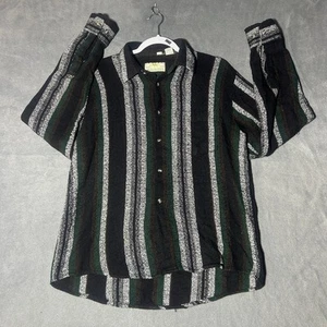 Vintage Camel Collection Button Up Shirt Men’s Size L Black Striped Untucked Fit - Picture 1 of 6