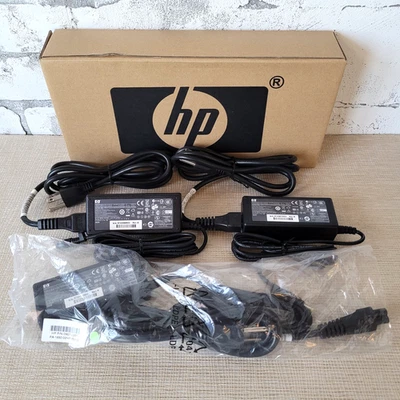Lote de 3 HP 381090-001 65W carregador de impressora para laptop adaptador de alimentação CA ponta amarela fabricante de equipamento original - Imagem 1 de 4