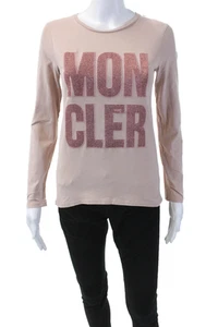 Moncler Glitter Graphic Print Crew Neck Maglia T-Shirt Pink Size 14Y - Picture 1 of 16