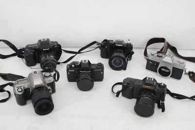 F x6 Vintage analoge Spiegelreflexkameras inkl. Praktica BMS, Nikon F80, Canon FTb, Nikon etc - Bild 1 von 4