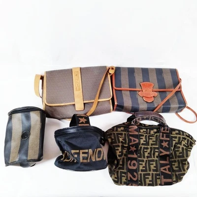 NO TARIFF Fendi  Hand Bag Shoulder Bag Cosmetic Pouch 5 set Black PVC 3979718 - Image 1 of 4