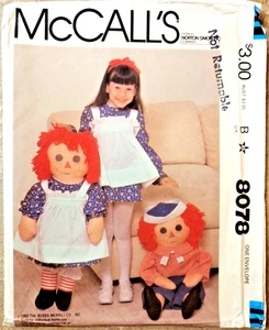 Nuevo, McCalls 8078 Raggedy Ann & Andy 36" Muñecas y Ropa y Transferencias (Año 1982) - Imagen 1 de 11