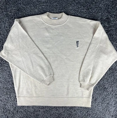 Vintage Valentino 80’s Wool Golf Knit Sweater XL Beige White (Has Holes) - Image 1 of 4
