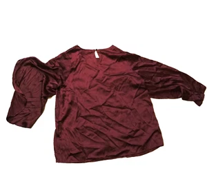 Top Jessica London Talla Grande 14W Fluido Volantes Manga Granate Púrpura - Imagen 1 de 8
