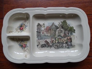SARREGUEMINES ANCIEN PLAT A COMPARTIMENT EN FAIENCE MODELE OBERNAI - Picture 1 of 7
