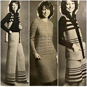 1960s Medallion Flares Mesh Eyelet Lace Patons 319 Crochet Pattern - Picture 1 of 7