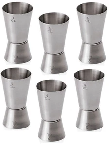 6 Stück Doppelmaß 4cl 2cl Cocktaildoppelmaß Barmaß Doppelmessbecher Jigger - Picture 1 of 1