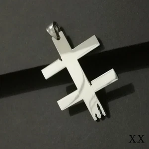 "CROSS MARILYN MANSON - Colgante símbolo de doble cruz cadena bola de acero s 30" - Imagen 1 de 10