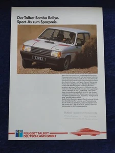Talbot Samba Rallye Prospekt Blatt ca. 1984 - Bild 1 von 2