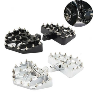 Schwarz Breite fette Fußrasten MX Style Fit für Harley Dyna Touring Sportster AF - Picture 1 of 5