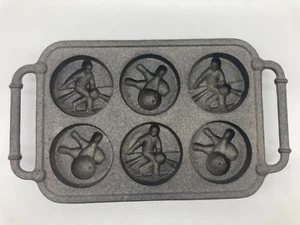 Sartén de bolos de hierro fundido Rowoco vintage panecillo 2 asas limpio - Imagen 1 de 12