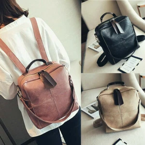 Women Backpack Travel bag Casual Retro Leather Zipper Handbag Fashion Waterproor - Picture 1 of 13
