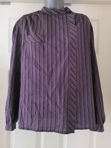 Vintage Schreider Blusen Striped Multi Coloured Blouse Button Detail Size 18 VGC - Picture 1 of 7