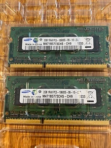 SAMSUNG LAPTOP RAM Memory 4GB (2GBX2) DDR3 PC3 10600S M471B5773CHS-CH9 - Picture 1 of 3
