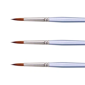 3x Jasart Round Size 0 Paint Brush Needle-Fine Point Oil/Watercolour Red Sable - Picture 1 of 2
