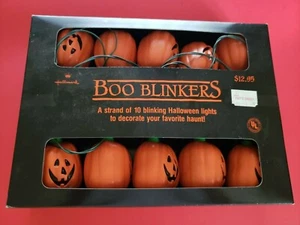 VINTAGE HALLMARK HALLOWEEN BOO BLINKERS PLASTIC JACK-O-LANTERNS LIGHTS IN BOX - Picture 1 of 4