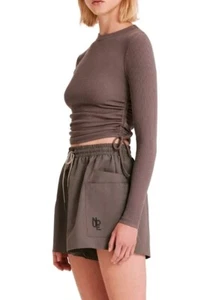 Nude Lucy Tye Long Sleeve Tee, Size Medium, Organic Cotton Neutral Taupe - Picture 1 of 6