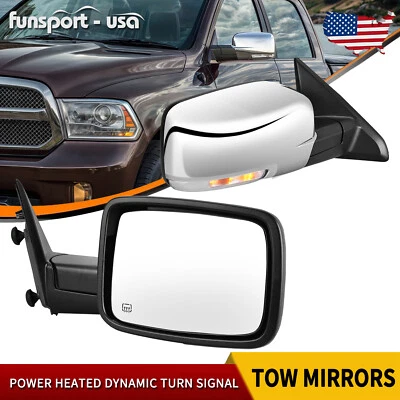 Par de espejos retrovisores térmicos eléctricos para Dodge Ram 1500 2009-2018 Ram 2500 3500 2010-2017 Foto 1 de 4