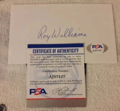 PSA ROY WILLIAMS UNC NORTH CAROLINA TARHEELS SIGNED INDEX CARD KANSAS JAYHAWKS - Image 1 of 4