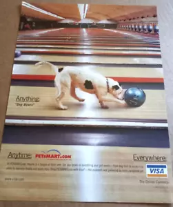 2001 anuncio impreso - tarjeta de crédito VISA lindo perro bolos Petsmart publicidad vintage - Imagen 1 de 2