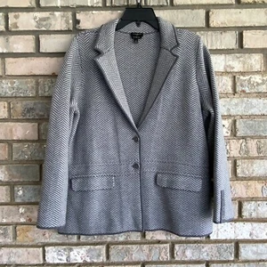 New Talbots 100% Merino Wool Chevron Blazer Jacket Gray Women’s Plus Size X - Bild 1 von 7