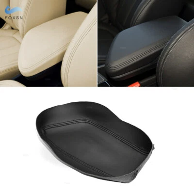 Cubierta de tapa de reposabrazos de consola central de cuero totalmente negra para BMW X1 F48 2016-2019 Foto 1 de 4