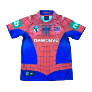 Newcastle Knights 2015 NRL ISC Jersey Mens Sz Large Spider-Man Marvel Home Rugby - Picture 1 of 14