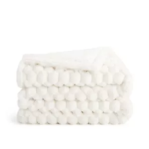 Cottontail Faux Fur Throw Blanket, Ivory, Soft Rabbit Tail Texture, 50x70 in. - Picture 1 of 9