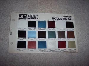 1977-1981 ROLLS ROYCE RENAULT EXTERIOR R-M PAINT CHIP COLOR CHART   #392 - Picture 1 of 1