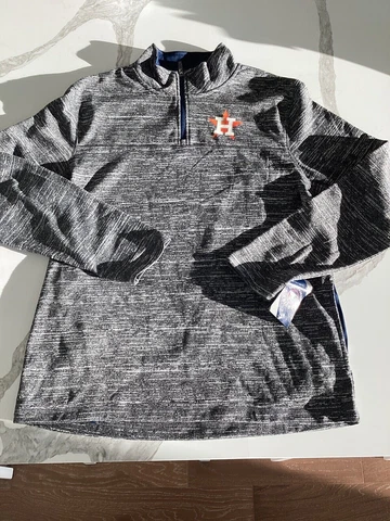 Majestic HOUSTON ASTROS 1/4 Zip Fleece Baseball Pullover L/S Shirt Sweater Large Cover
