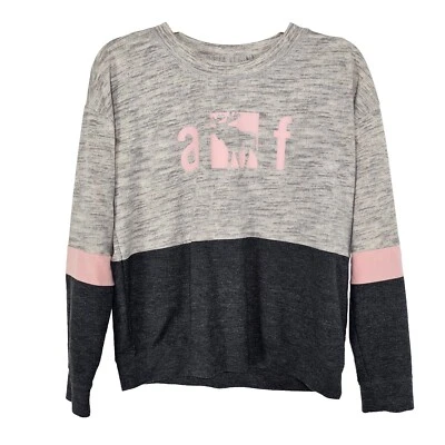Abercrombie & Fitch Sports Womens Juniors Sweatshirt Size 13 14 Gray Pink - Image 1 of 4