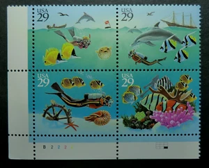 2863 - 2866 MNH 1994 29c Sea Wonders Hawaii reef dolphins fish ship diving diver - Picture 1 of 1
