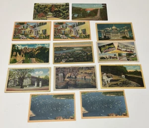 RARE Lot of 13 Postcards MO MA IA OH ANTIQUE LINEN CA Post Card 1905s-1950s Era - Picture 1 of 24