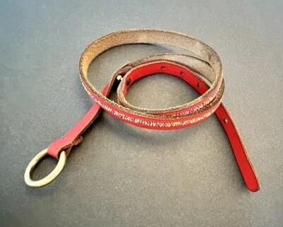 Lucky Brand женщин красный кожаный / бисер узкий ремень Sz L подержанный  - Изображение 1 из 4