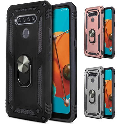 For LG K51 Phone Ring Case Kickstand Cover + 10ft Type C Charging Cable Cord - Image 1 of 4