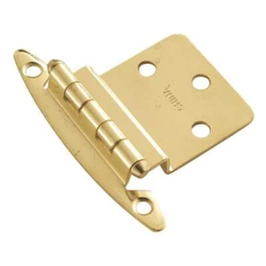 Pair Polished Brass P140-3 Hickory SurFace Mount 3/8" Offset Cabinet Hinges - Picture 1 of 2