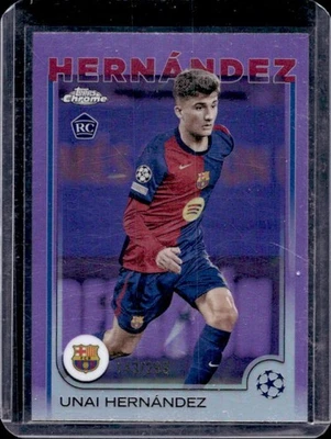 2024-25 Topps Chrome UEFA Unai Hernandez RC Violet Refractor #/299 Barcelona - Image 1 of 2