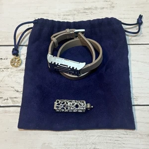 Tory Burch Fitbit Flex Double Wrap Bracelet French Gray Silver Color w/ Case - Picture 1 of 23