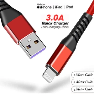 Heavy Duty Braided Long USB Fast Charger Cable Lead For iPhone 14 13 12 11 X 7 8 - Picture 1 of 16