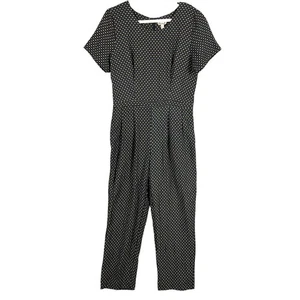 Mo:Vint Jumpsuit Damen Medium Navy Blumenmuster Kurzarm Reißverschluss hinten Plissee - Bild 1 von 15