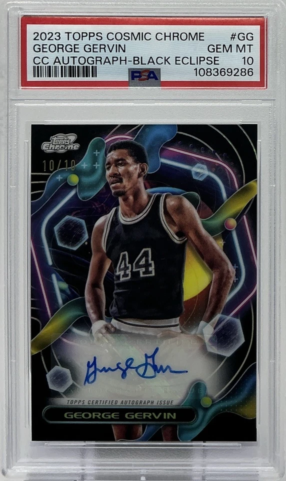 George Gervin 签名 PSA 10 - 2023 Topps 宇宙 Chrome Eclipse /10 - 马刺,冰人 — 第 1/4 张图片
