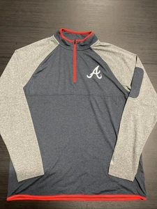 Size Large MLB New Era Atlanta Braves Quarter Zip Pull Over Long Sleeve Shirt - Picture 1 of 7