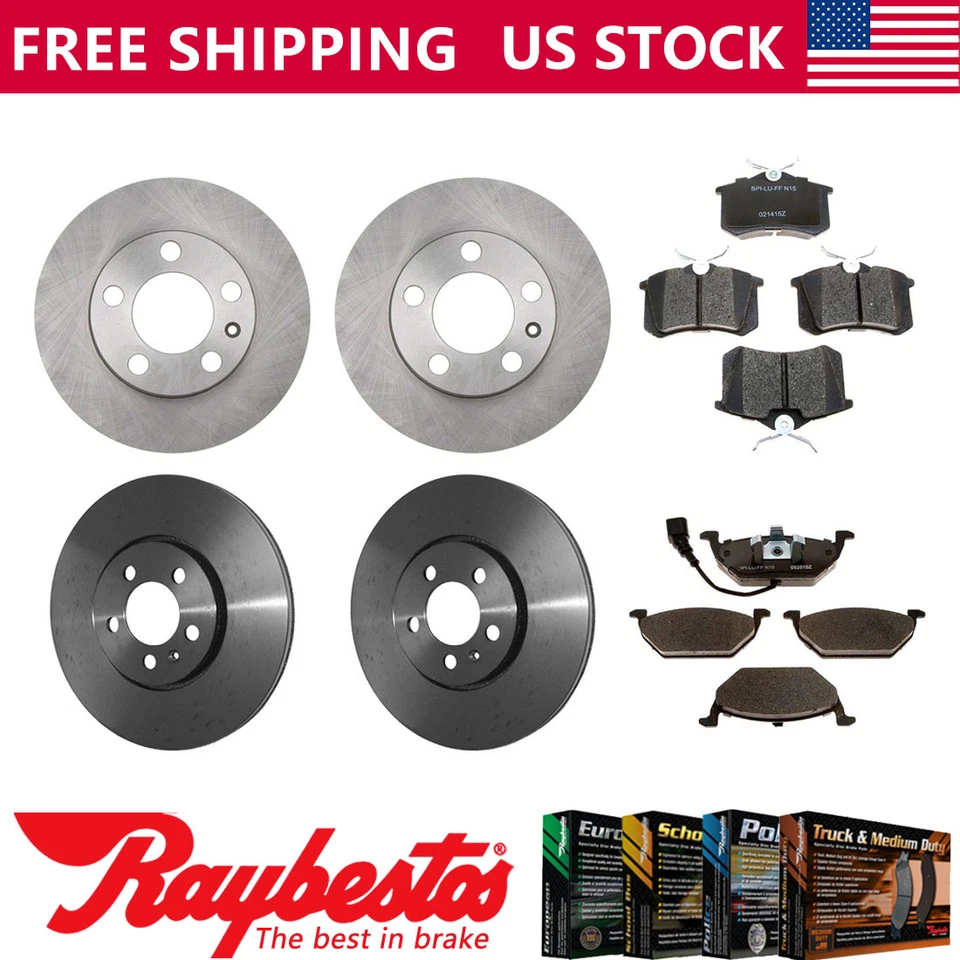 Rotores de freno delanteros traseros y pastillas de freno de cerámica para Volkswagen Golf 2001 - Raybestos Foto 1 de 4
