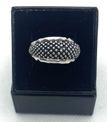De colección. Anillo Michael Dawkins Martillado Plata Esterlina Bola Cuentas Cúpula Talla 7 Foto 1 de 3