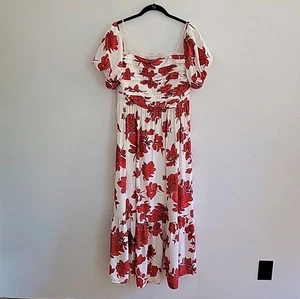 Abercrombie Fitch Emerson Off the Shoulder Floral Maxi Dress Large Pleated Boho - Picture 1 of 9